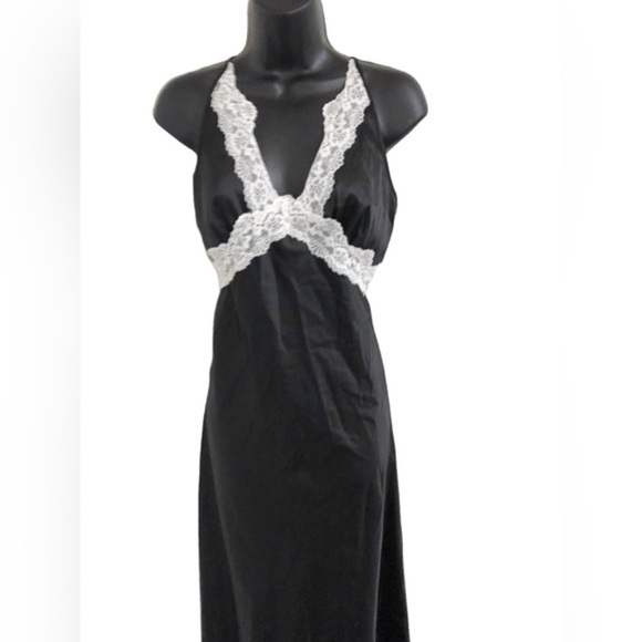 Sincerely Jules white lace open back satin effect black maxi slip dress size XL - Picture 8 of 15